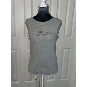 Harley Davidson Chicks Rule Lansing Lace  Trim Tank Top Made In USA Women Large